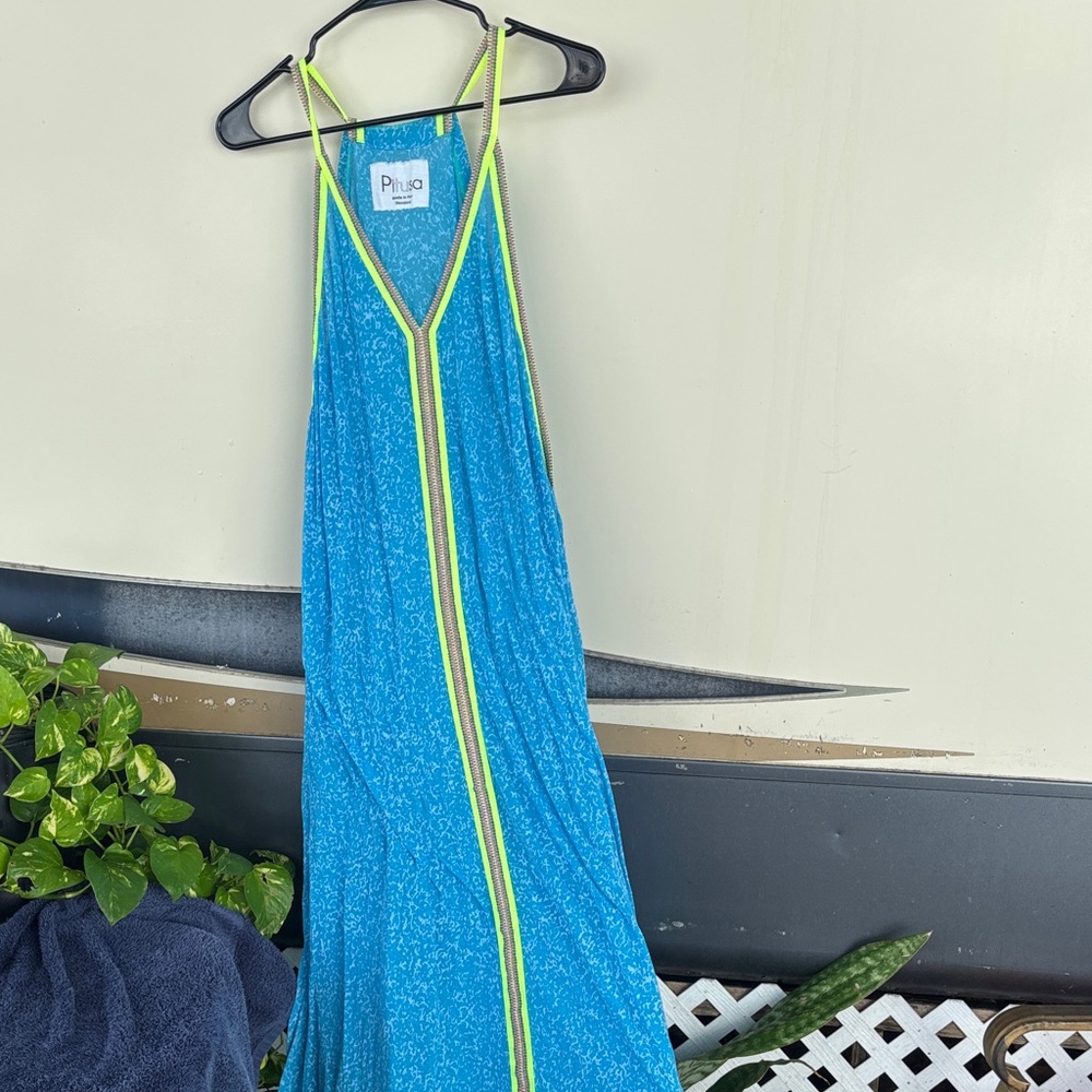 Pitusa Blue Dress with Neon Trim